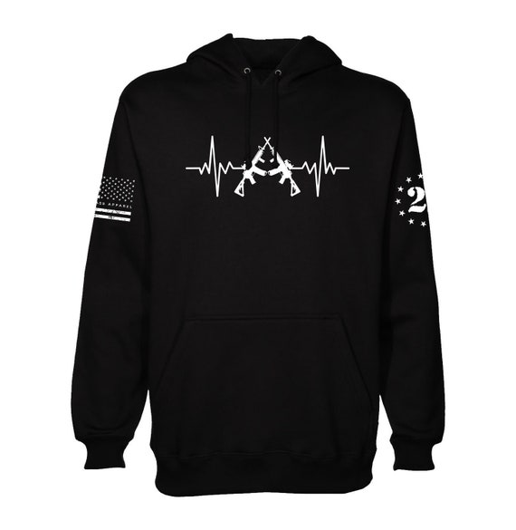 2nd Amendment Gun Heartbeat Hoodie | Patriotic American Apparel