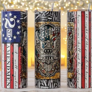 Second Amendment Tumbler Personalized, 2nd Amendment Tumbler With Lid And Straw, American Flag Tumbler, Patriotic Tumbler, Patriotic Cup