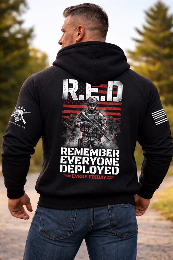 R.E.D. Friday Hoodie, Remember Everyone Deployed Sweatshirt, Military Support Hoodie, Patriotic Deployment Gift