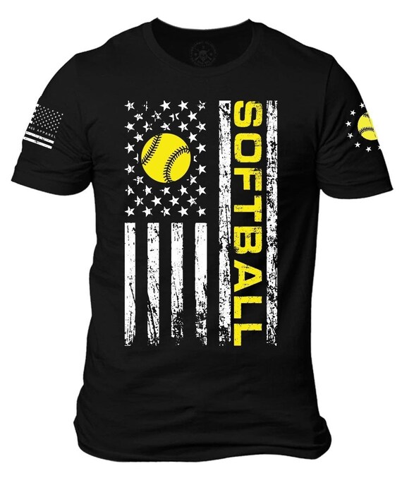 American Flag Softball T-Shirt | Patriotic Tee