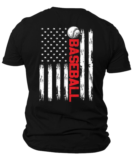 Patriotic Baseball American Flag T-Shirt | Gift for Baseball Dad