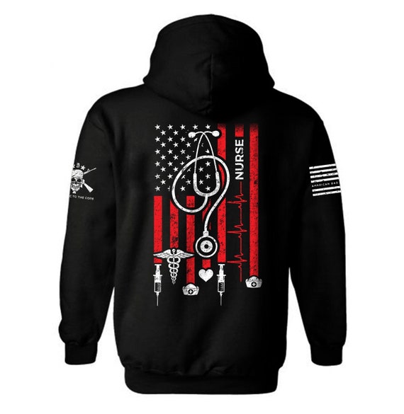 Nurse American Flag Hoodie | Patriotic USA Unisex Fleece
