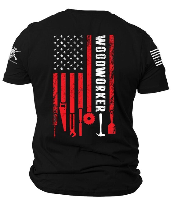 Woodworker Patriotic American Flag T-Shirt | Carpenter Gift