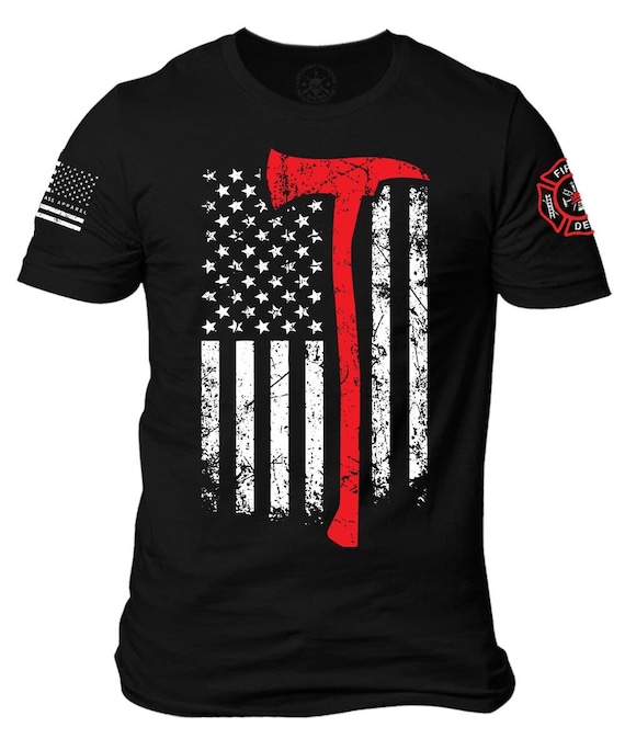 Thin Red Line Shirt: Firefighter American Flag Axe T-Shirt Thin Red Line Shirt: Firefighter American Flag Axe T-Shirt