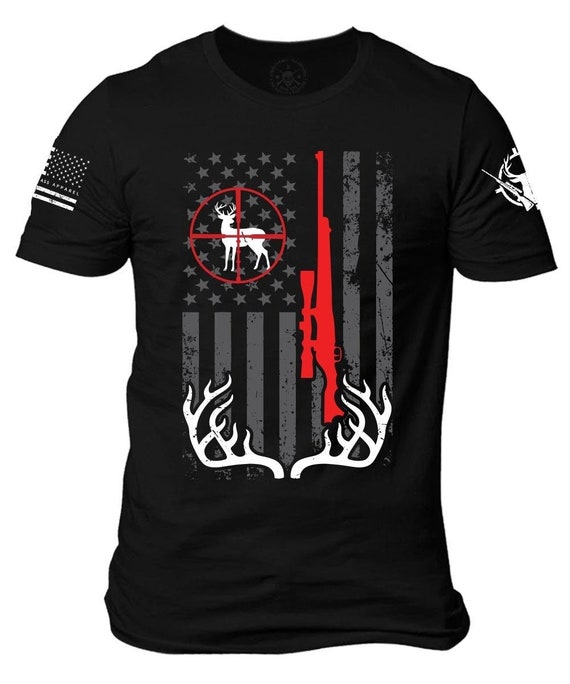 Deer Hunting Sniper T-Shirt | Distressed American Flag, Unisex