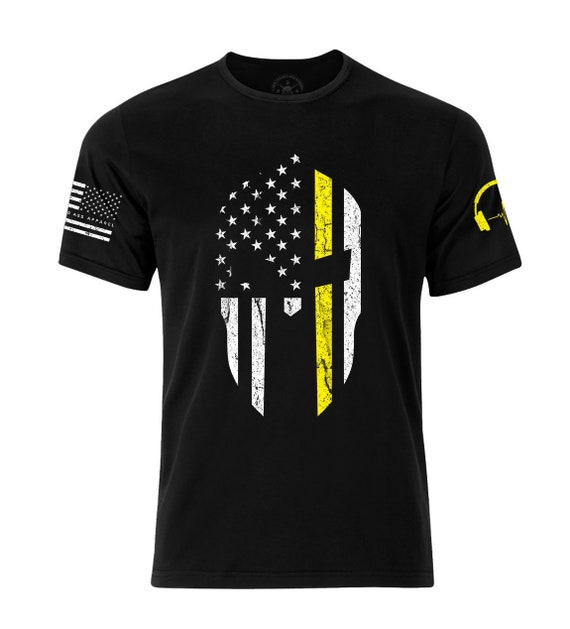 Thin Yellow Line Spartan Helmet T-Shirt | 911 Dispatcher Tee