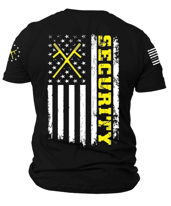 American Flag Security Guard T-shirt | Security guard Shirt | Tattered UAS flag Shirt | Distressed USA flag Shirt | Security Officer Shirt