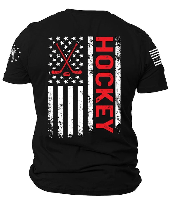 American Flag Hockey T-Shirt | Patriotic Unisex Tee