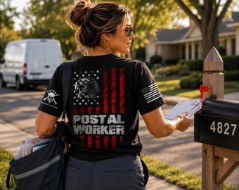 Patriotic Postal Worker T-Shirt, Bald Eagle Flag Tee, USPS Gift
