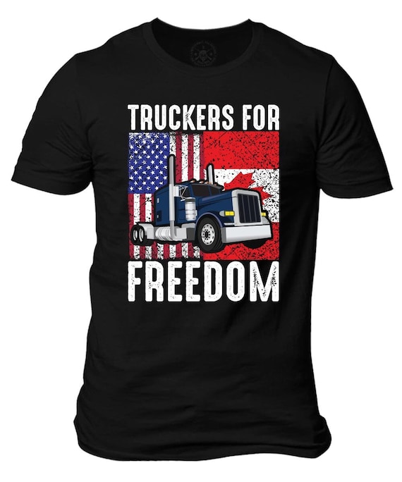 Truckers for Freedom T-Shirt | USA Canada Flag, Patriotic Trucker
