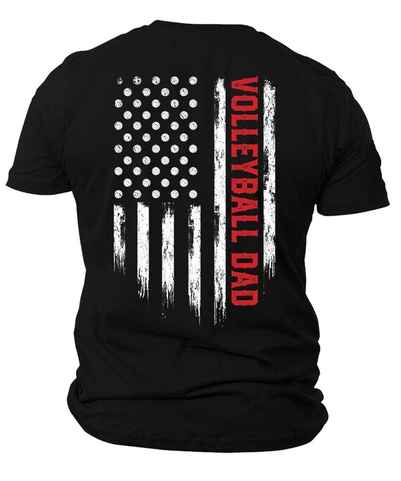 Volleyball Dad American Flag T-Shirt | Volleyball | American Flag | Patriotic | Unisex T-Shirt