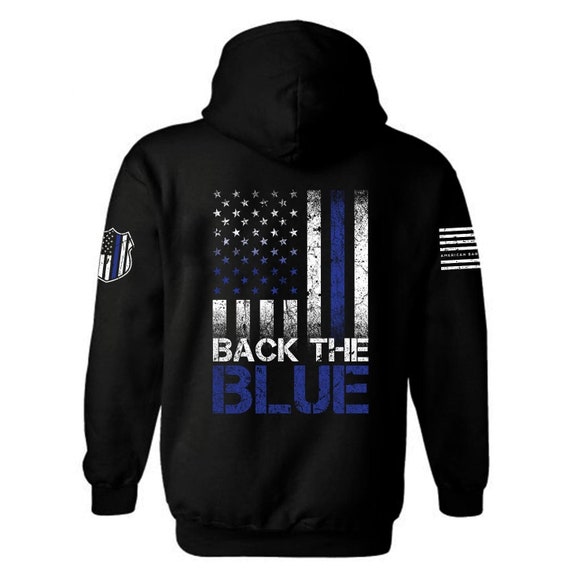 Back The Blue Hoodie | Distressed American Flag, Thin Blue Line