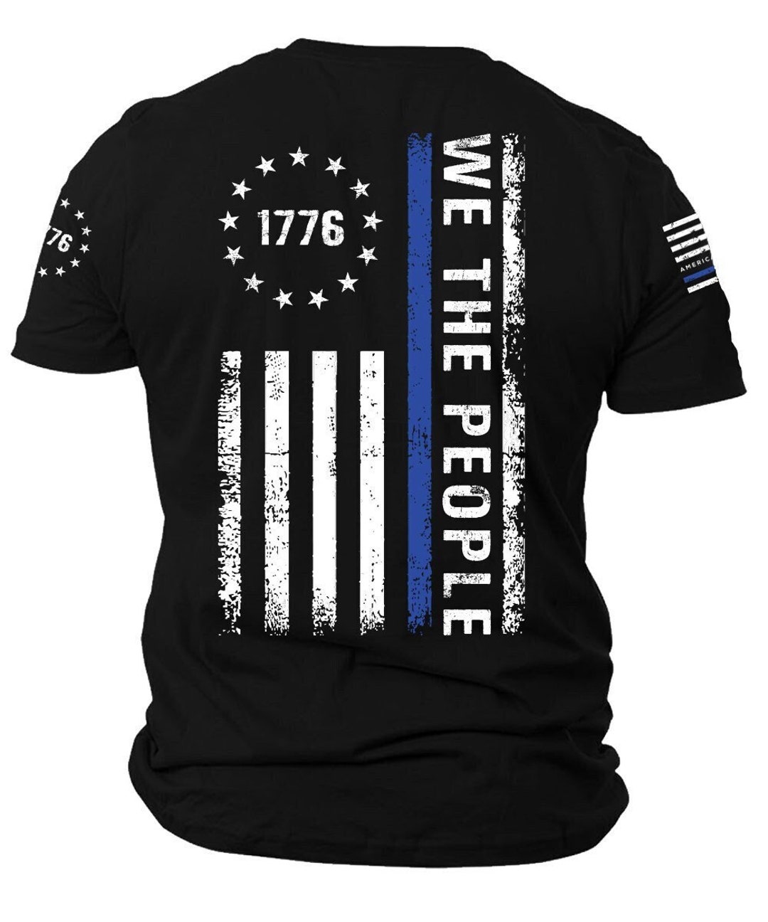 T-Shirt Patriotique USA 2nd Amendement - Imprimé Drapeau & Pistolet 'We The People' - Coton - Neuf