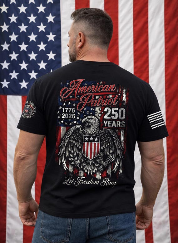 American Patriot 250 Years Eagle T-Shirt or Hoodie, 1776-2026 USA Apparel