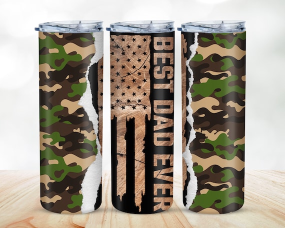 Best Dad Ever Camo American Flag 20oz Tumbler