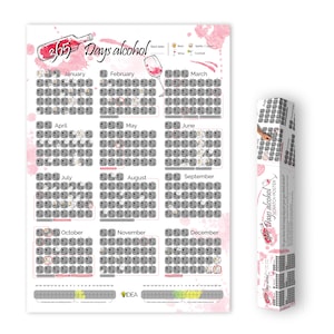 Rubbelposter 365 Tage Alkohol. Perfektes Geschenk für Getränkeliebhaber. Poster in schöner Geschenkbox