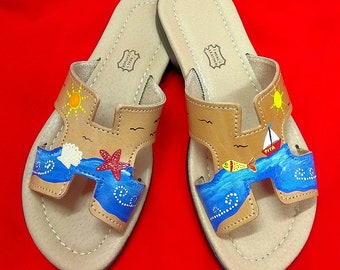 Hand Painted Sandal - Summer in Rhodes