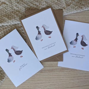 Karte zur Hochzeit | Enten | Aquarell | personalisiert | Hochzeitsgeschenk | Geldgeschenk | Hochzeitskarte | Kraftpapier | Postkarte | Liebe
