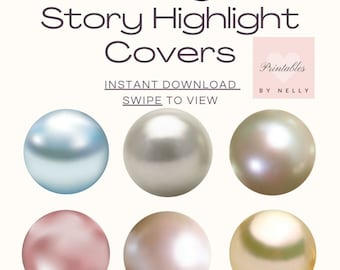 12 Instagram Highlight Covers | Pearl Icon Cover| Aesthetic Instagram Highlights| Business Highlight Covers| Earthy Neutral highlights