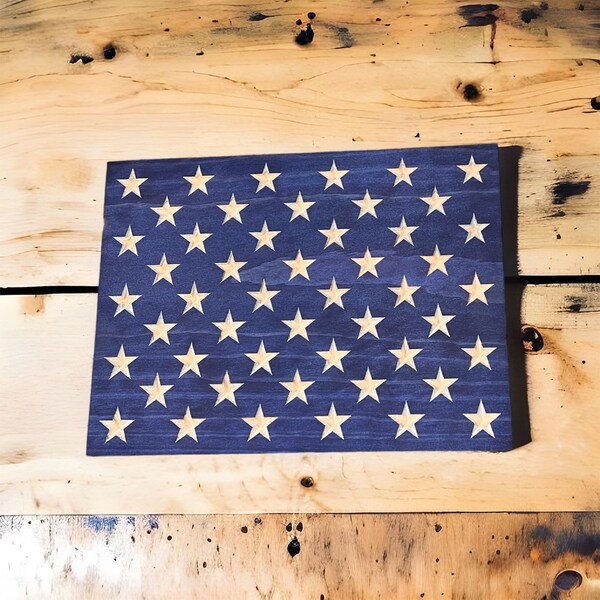 Stained 50 Star union for DIY flag / Wood Flag / Stained CNC Carved Union