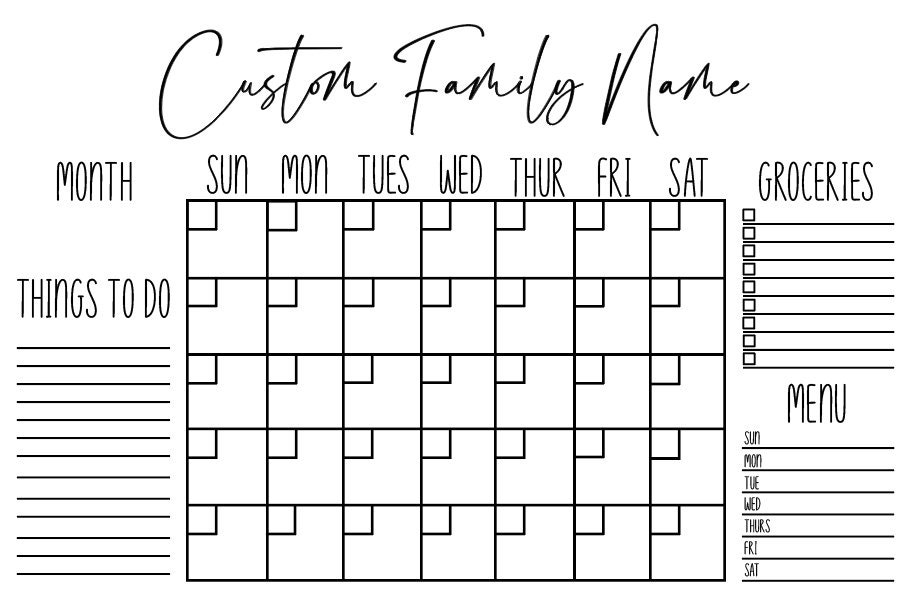 Custom Family Calendar SVG File, PNG FILE, Family Planning Calendar