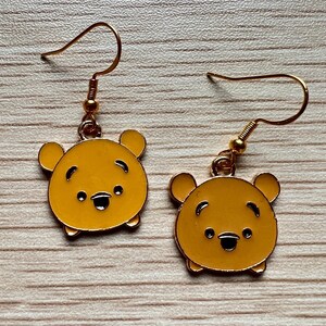 Bear Earrings | Dangle Earrings | Fish Hook Earrings | Cute Earrings | Yellow Earrings