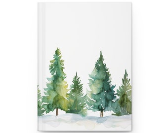 Aquarel pijnbomen mat hardcover dagboek | Cadeaus voor schrijvers | Natuurliefhebber Schrijver Cadeaudagboek