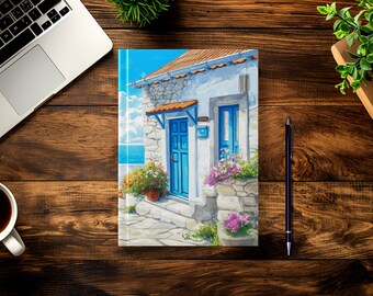 Greek House Matte Hardcover Journal | Gifts for Writers | Greece Writer Gift