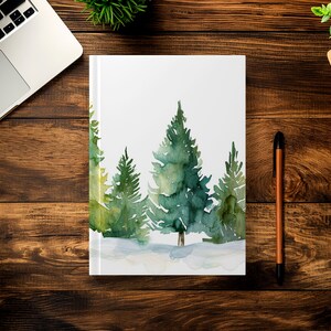 Carnet cartonné mat aquarelle de pins | Cadeaux pour écrivains | Agenda cadeau écrivain amoureux de la nature
