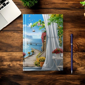 Sea View Landscape Matte Hardcover Journal | Gifts for Writers | Ocean Writer Gift Diary