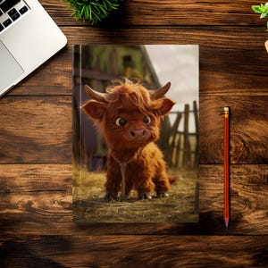 Adorable Highland Cow Hardcover Journal - 5.75&quot;x8&quot; Lined Pages, Cute Animal Lover Diary, Perfect Gift for Writers & Cow Lovers