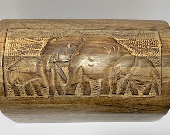 Hand Carved Elephant Wooden Jewellery Trinket Storage Organiser Box Boho Decor Hippie Gift