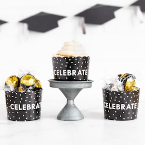 Celebrate Baking Cups | Cupcake Liners | Paper Baking Cups | Snack Cups | Party Supplies | Graduation Party | Baking Liners | Birthday