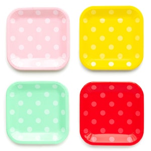 Polka Dot Party Paper Plates | Set of 12 Colorful Party Plates | Birthday Paper Plate | Party Decor | Happy Birthday Plates