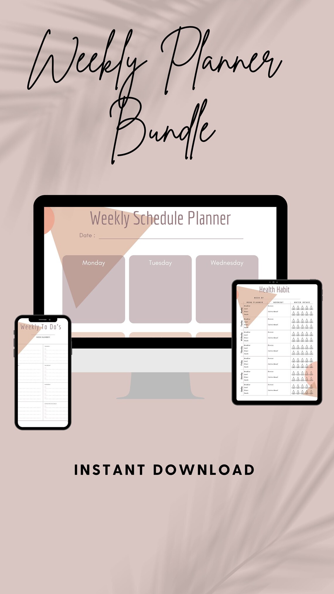 Weekly Planner Bundle, Digital Planner, Organizational Planner, Desktop