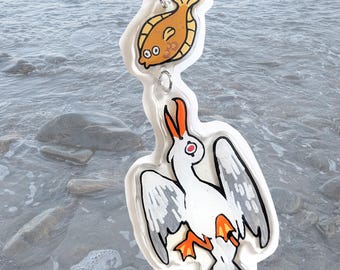 seagull + flounder keychain | double-sided charm
