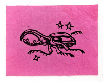 Parche de escarabajo / parche de tela con estampado de bloques para chaqueta