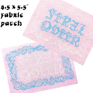 FERAL QUEER patch | pink | fabric block print jacket patch