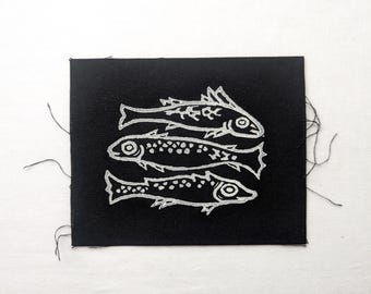 patch en tissu poisson | écusson à imprimé block
