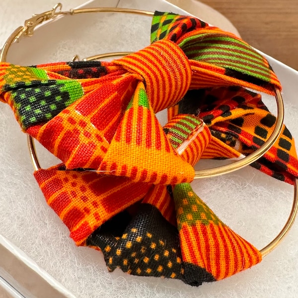 Ankara Bow Tie Hoop Earrings