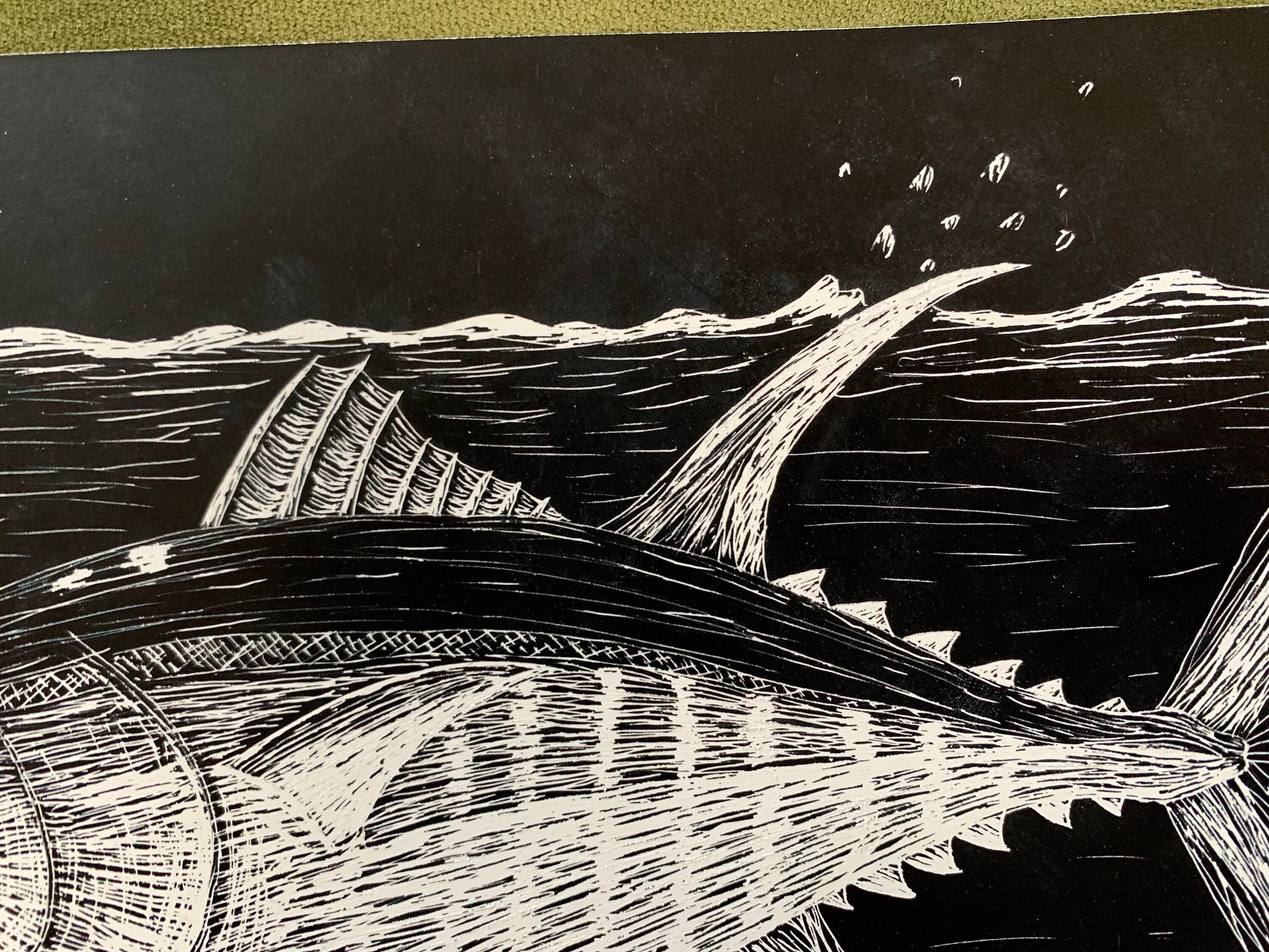 Scratchboard Yellowfin Tuna - Etsy