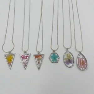 Handmade Floral Resin Necklaces Made with Actual Dried Flower Necklaces, Resin Flower Jewelry, Dried Flower Jewelry