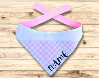 Personalized dog bandanas, ties on, Pet Scarf,new puppy gift, custom, plaid, girl
