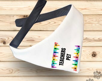Teacher dog bandana, ties on, Pet Scarf,newpuppy gift,custom