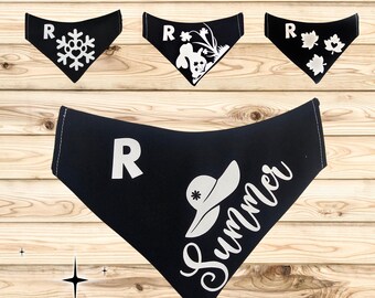 Personalized/Bandana Slips Over Collar / Black /Seasonal Pet Scarfs