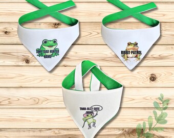 Frog dog bandana, ties on, Pet Scarf,newpuppy gift,custom,personalized