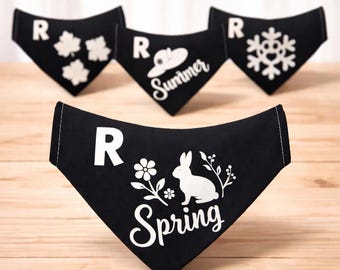 Personalized Dog Bandana Set – 4 Seasons | Spring Summer Fall Winter | Custom Initial Dog Gift