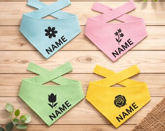 Dog bandana, ties on,Flowers,day Pet Scarf,puppy gift, personalized, girl