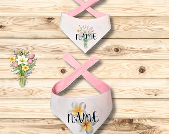 Personalized floral dog bandanas, ties on, Pet Scarf,newpuppy gift,custom,girl