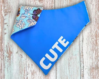 Dog Bandana Slip Over Collar / Blue / butterflies/pet scarf/personalized